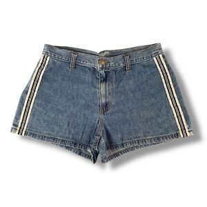 Vintage Outlaw Denim Mini Shorts Striped Sides  Size 7 Boho Retro Western USA